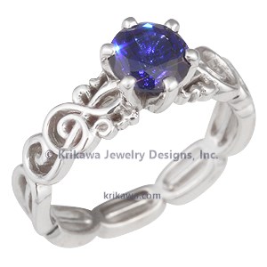Harmony Treble Clef Engagement Ring with Sapphire