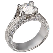 White Mokume Juicy Cathedral Engagement Ring