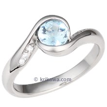 Palladium Carved Wave Light Engagement Ring with Diamonds