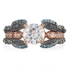 Rose Gold Butterfly Fishtail Pave Engagement Ring - top view