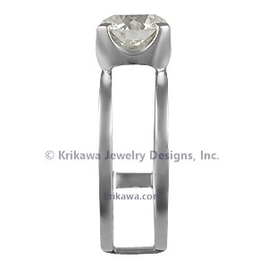 Modern Scaffolding Engagement Ring with Round Diamond and Four Cutout Head 
