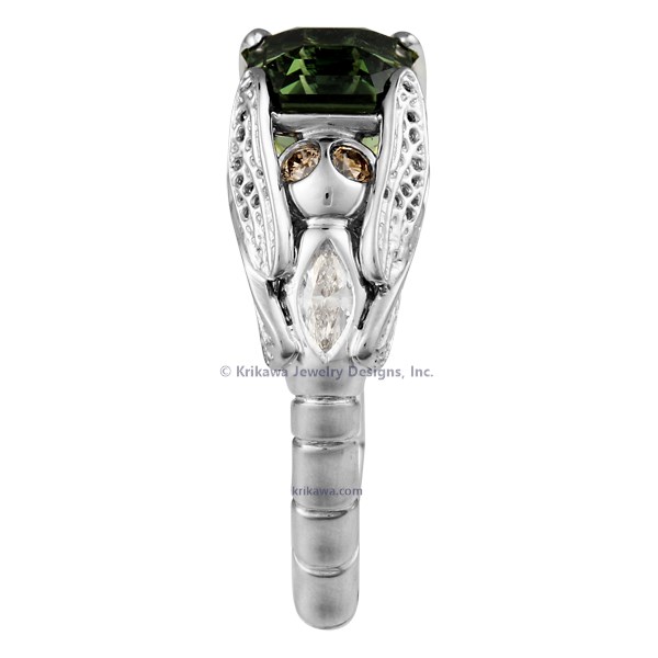 Green Sapphire Dragonfly Engagement Ring