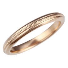 Narrow Single Milgrained Wedding Band in Rose Gold