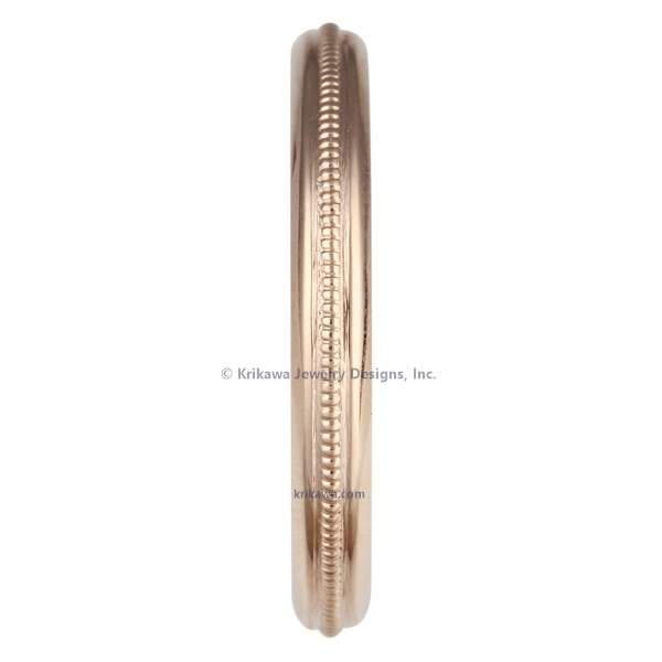 Narrow Single Milgrained Wedding Band in Rose Gold