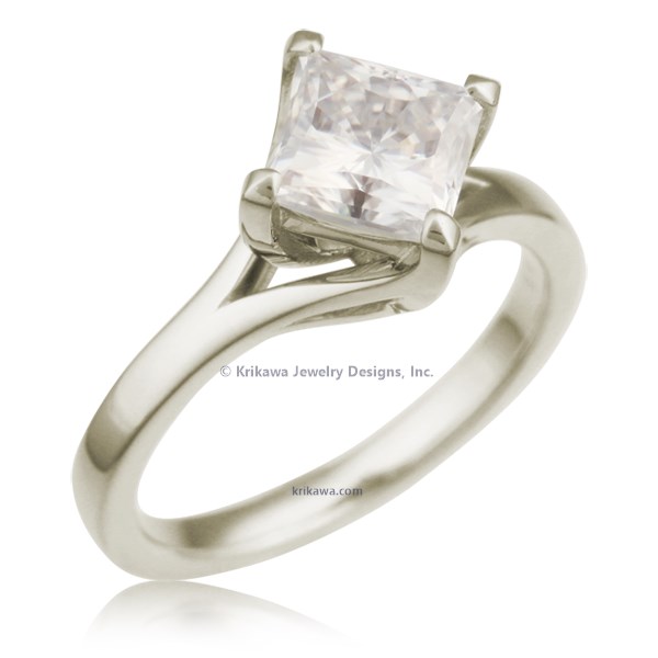 Solitaire Engagement Ring Princess Cut Split Cathedral Princess Cut