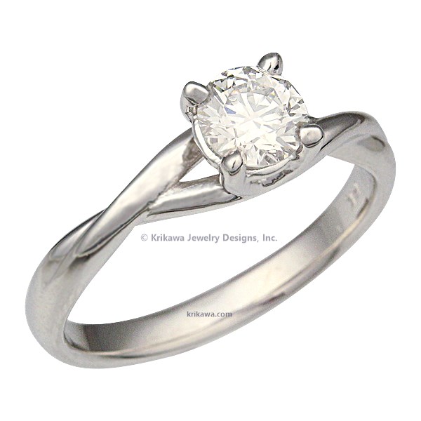 Twisted Solitaire Engagement Ring in White Gold