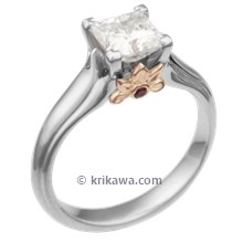 Two Tone Diamond Leaf Engagement Ring
