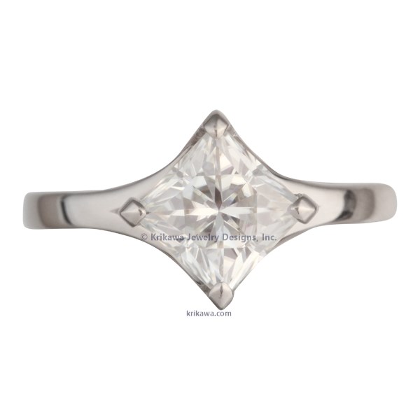 Princess Cathedral Split Engagement Ring in White Gold