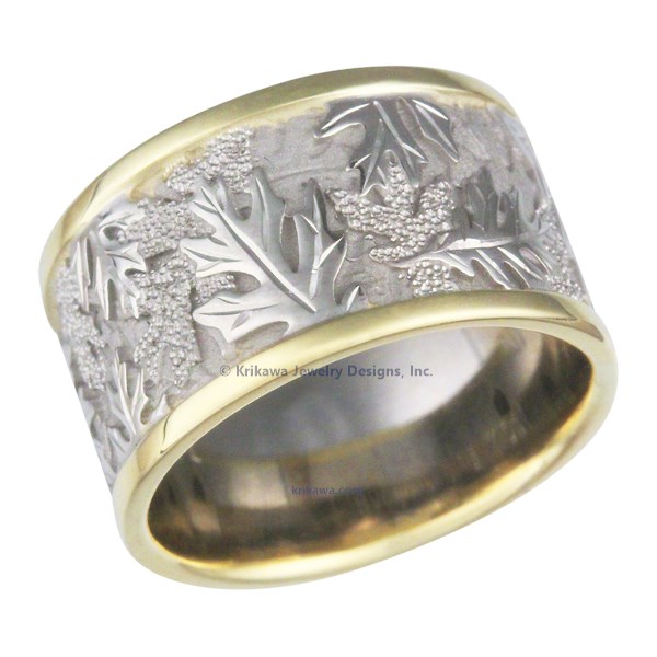 12mm Oak Leaf Eternity Wedding Band