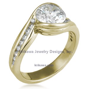 Carved Wave Engagement Ring