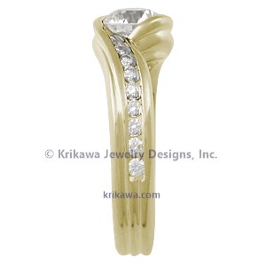 Carved Wave Engagement Ring