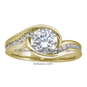 Carved Wave Engagement Ring