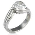 Carved Wave Engagement Ring