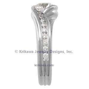 Carved Wave Engagement Ring