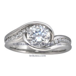 Carved Wave Engagement Ring