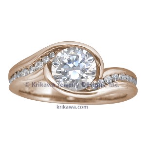 Carved Wave Engagement Ring