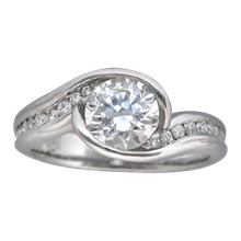 Carved Wave Engagement Ring - top view