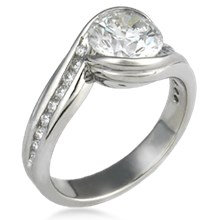 Carved Wave Engagement Ring