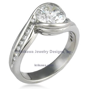 Carved Wave Engagement Ring