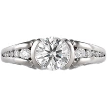 Carved Curls Engagement Ring with Tapering Stones	 - top view