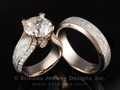 Juicy Light Engagement Ring and Mokume Gane Wedding Band set