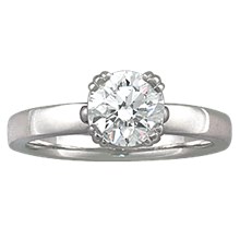 Carved Leaf Engagement Ring - top view