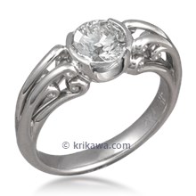 Carved Curls Engagement Ring 