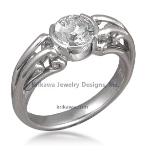 Carved Curls Engagement Ring