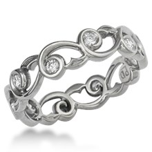 Delicate Leaf Diamond Wedding Band