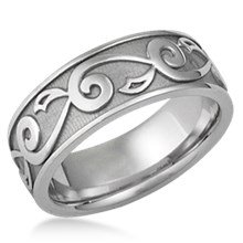 Delicate Leaf Mens Wedding Ring