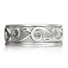 Delicate Leaf Mens Wedding Ring - top view