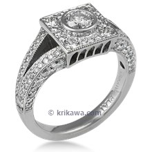 Brilliant Temple Pave Engagement Ring 