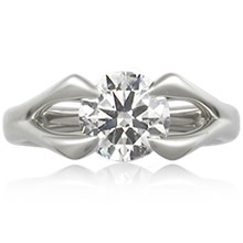 Carved Branch Engagement Ring - top view