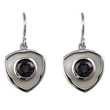 Shield Earrings with Amethysts