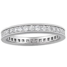 Diamond Pave Millegrain Wedding Band - top view