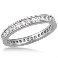 Diamond Pave Millegrain Wedding Band