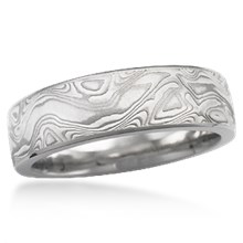 White Mokume Wedding Band