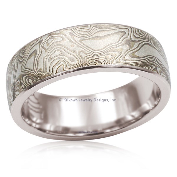 White Mokume Wedding Band