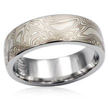 White Mokume Wedding Band