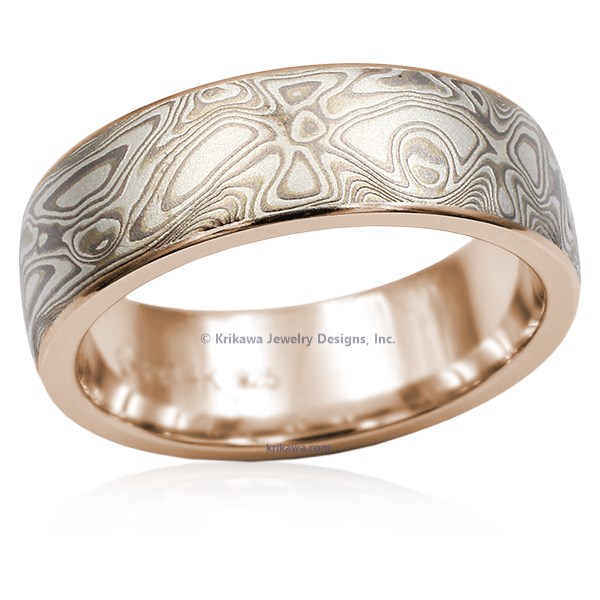 White Mokume Wedding Band