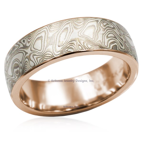 White Mokume Wedding Band