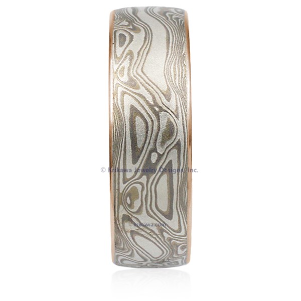 White Mokume Wedding Band