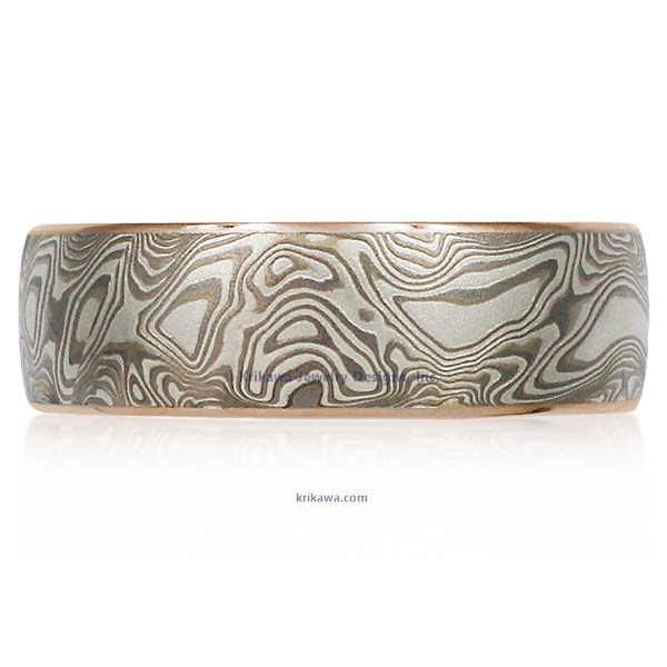 White Mokume Wedding Band
