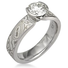 Mokume Solitaire Straight Engagement Ring