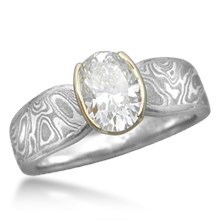 Mokume Triple Taper Engagement Ring