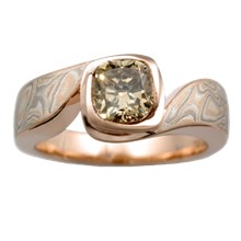 Mokume Swirl Engagement Ring - top view