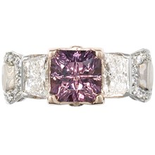 Mokume Borealis Three Stone Engagement Ring - top view