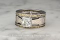 Mokume Bridge Engagement Ring with Yellow Sapphires and Diamond