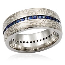 Mokume Diamond Channel Center Wedding Band