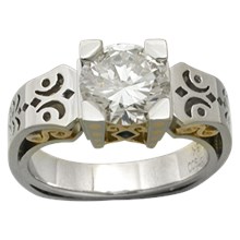 Platinum Scrollwork Engagement Ring - top view